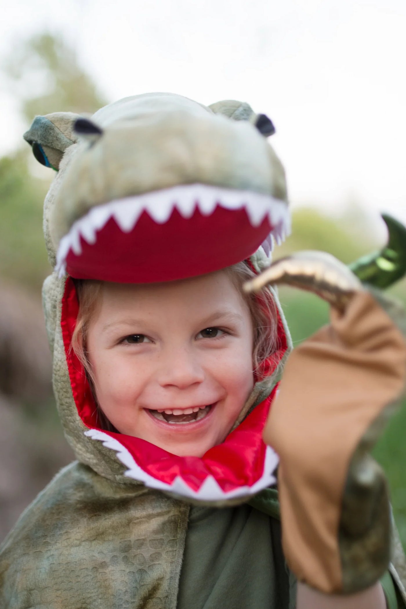 Grandasaurus T-Rex Cape With Claws, Green, Size 4-6