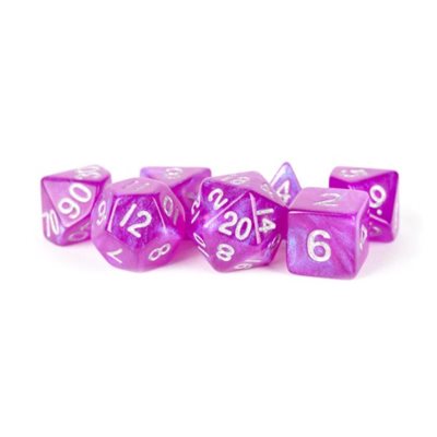 Dice: 7 pc: 16 mm: Acrylic: Stardust Purple