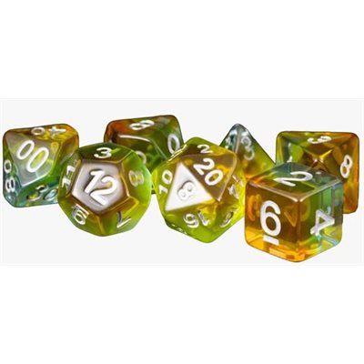 Dice: 7 pc: 16 mm: Resin: Yellow Aurora