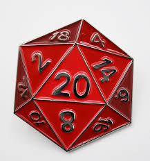 D20 Enamel Pin: Red