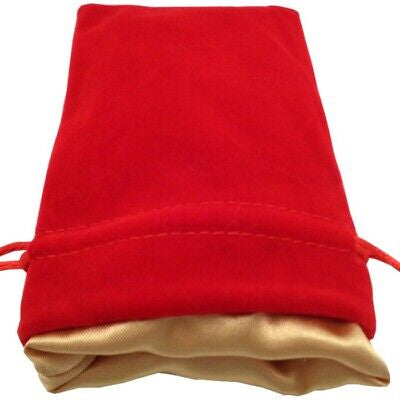 Red Velvet Dice Bag with Gold Satin Lining