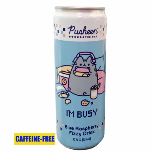 Boston America Pusheen I’m Busy Blue Raspberry Fizzy Drink - 355ml
