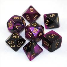 Gemini Blue Black Purple/Gold 7pc Dice Set