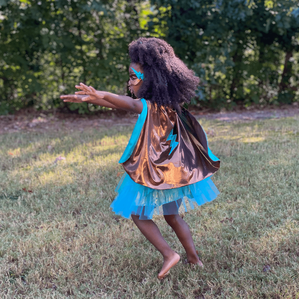 SUPER-DUPER TUTU/CAPE/MASK, COPPER & TEAL