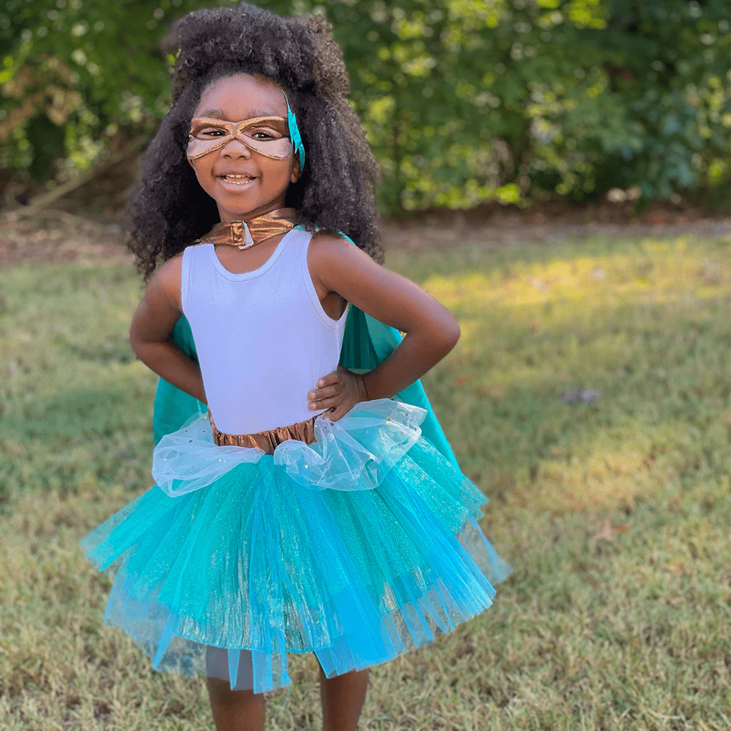 SUPER-DUPER TUTU/CAPE/MASK, COPPER & TEAL